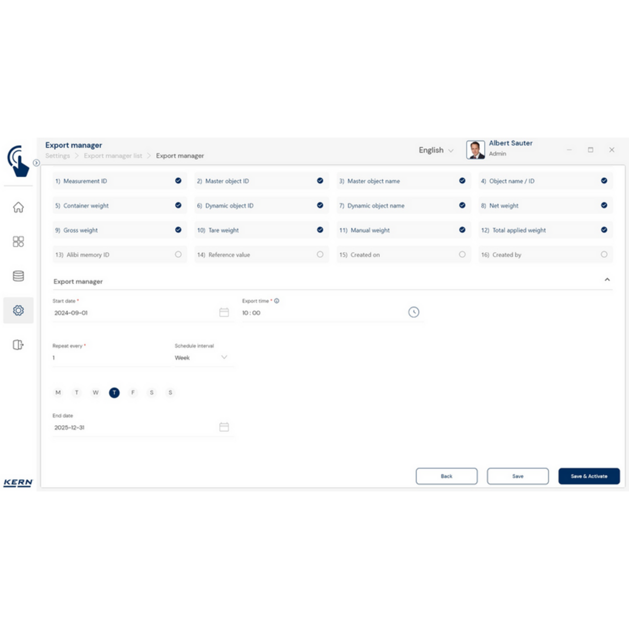 KERN EasyTouch SET-37 Export Manager
