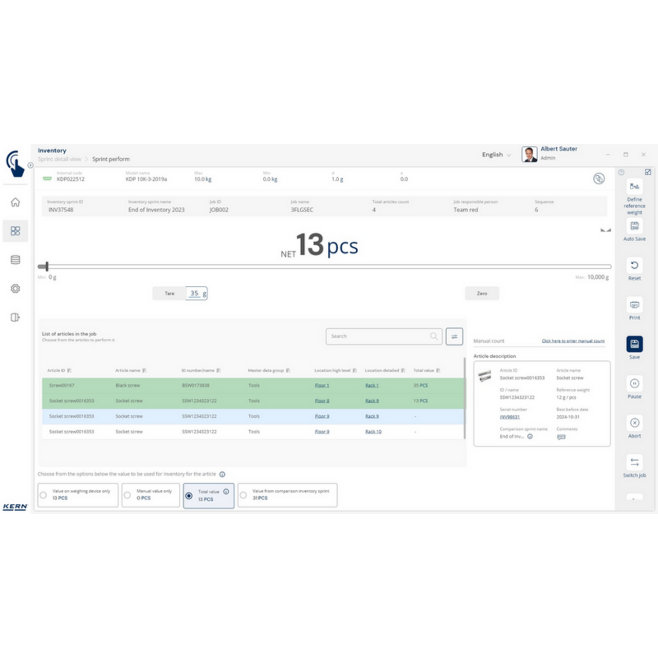 KERN EasyTouch SET-52 Inventory