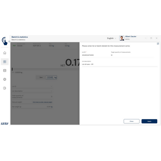 KERN EasyTouch SET-16 Batch and Statistics