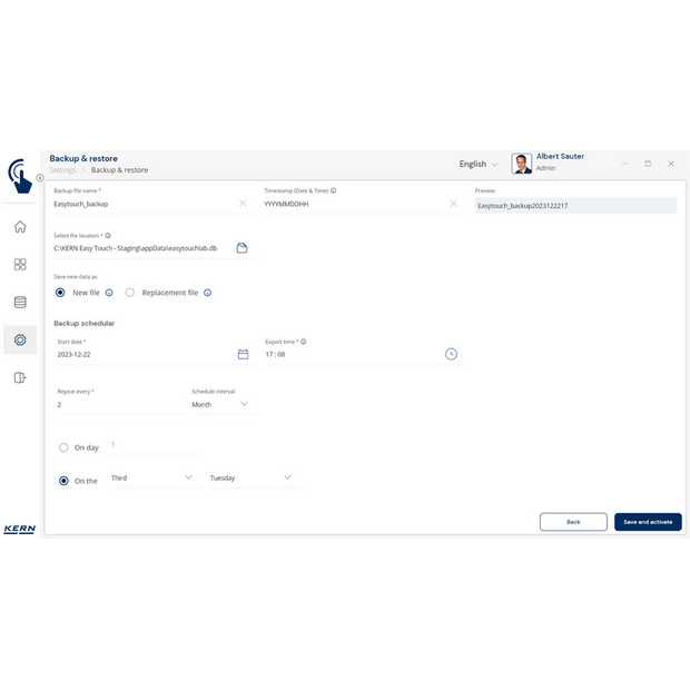 KERN EasyTouch SET-46 Backup Scheduler